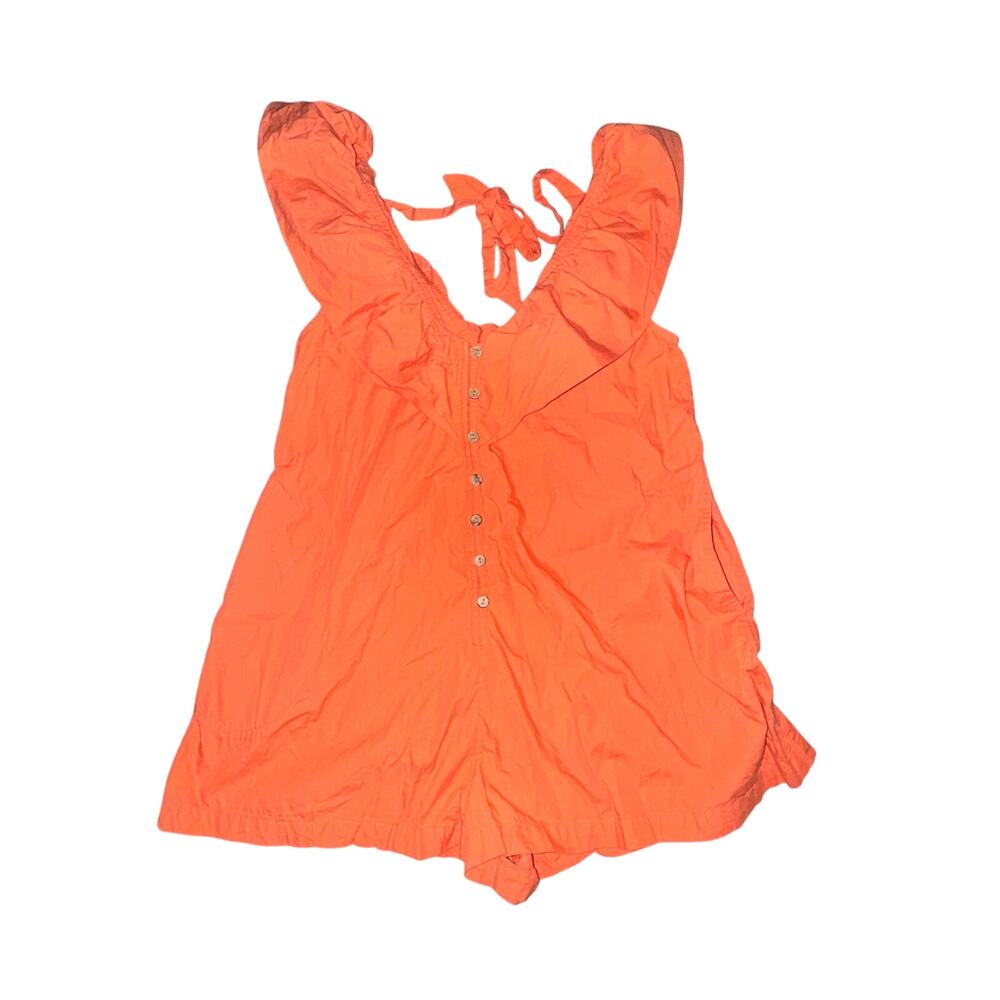 Free People Darling Romper Womens Size XS Watermelon Smile Ruffle Sleeve No Belt